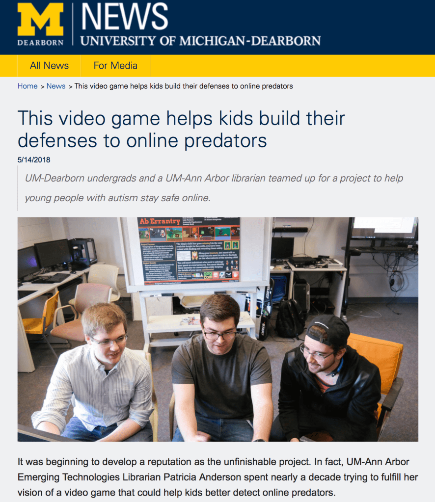 "This video game helps kids build their defenses to online predators" 